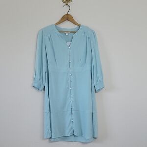 NWOT J. Jill Light Blue Linen Blend Button Down Dress Size Small Petite SP